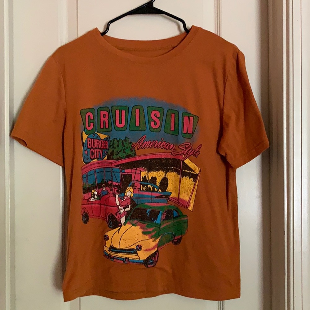 orange small flowy t-shirt